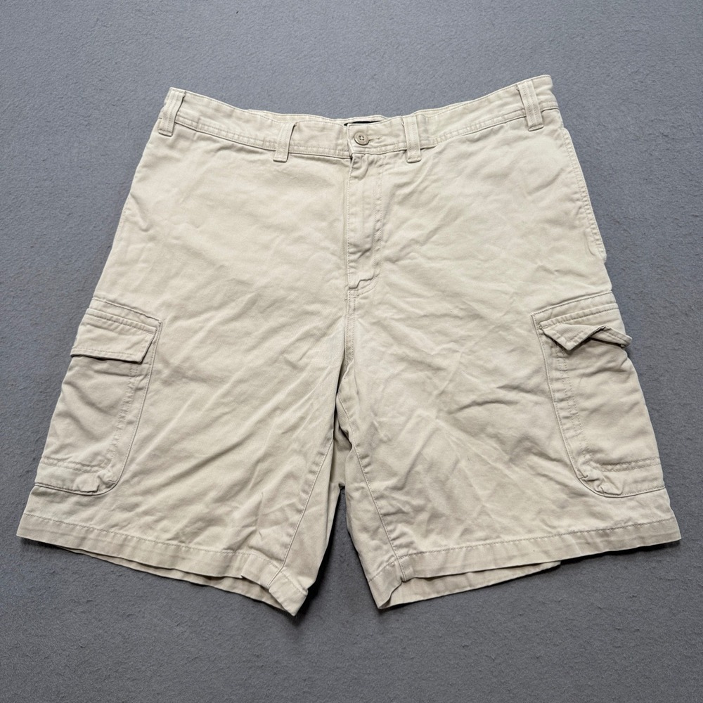 Eddie Bauer Cargo Shorts Men's 36 Beige Cotton Utility Safari Hunting Outdoor